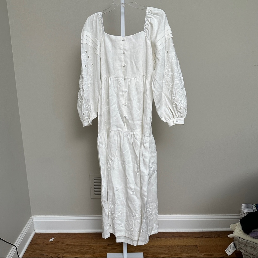 ETNODIM white linen embroidered dress myt SIZE XS - Picture 6 of 9